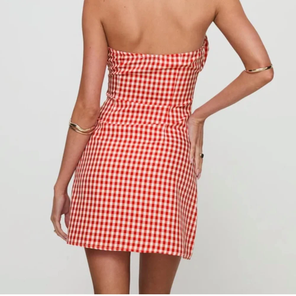 Princess Polly Double Date Mini Dress Red Gingham - Picture 4 of 6